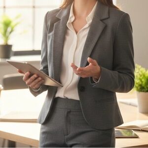 Ricki’s Grey Ponte Knit Stretch Blazer Women's Small Dark Academia Office Siren